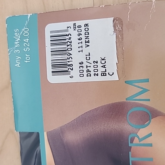 Nordstrom Sheer Control Top Pantyhose Sheer Toe Black Size C - Picture 2 of 7